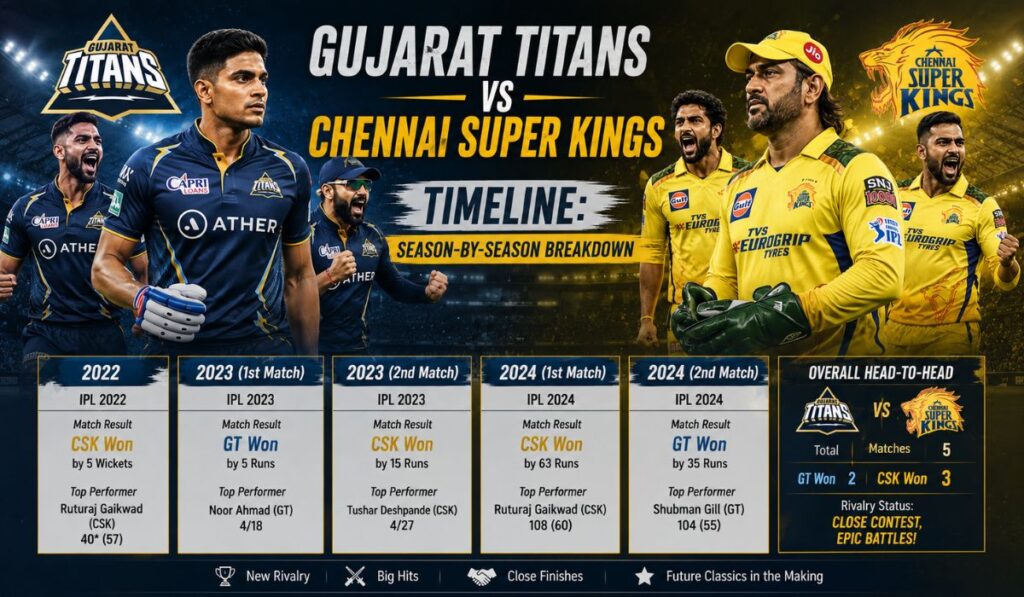 gujarat titans vs chennai super kings timeline Season-by-Season Breakdown
