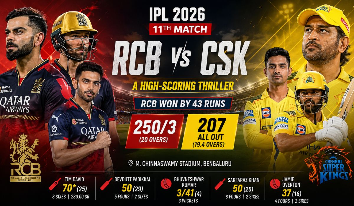 Royal Challengers Bengaluru vs Chennai Super Kings, 11th Match, IPL 2026