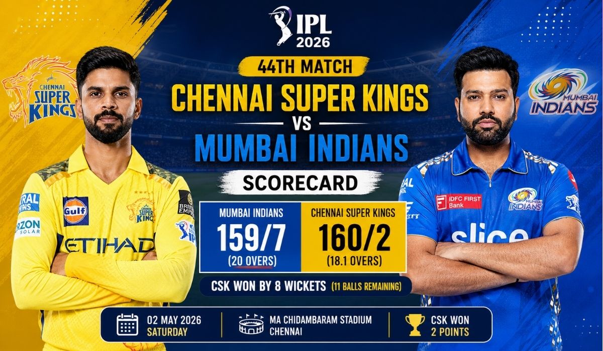Chennai Super Kings vs Mumbai Indians, 44th Match, IPL 2026 Scorecard
