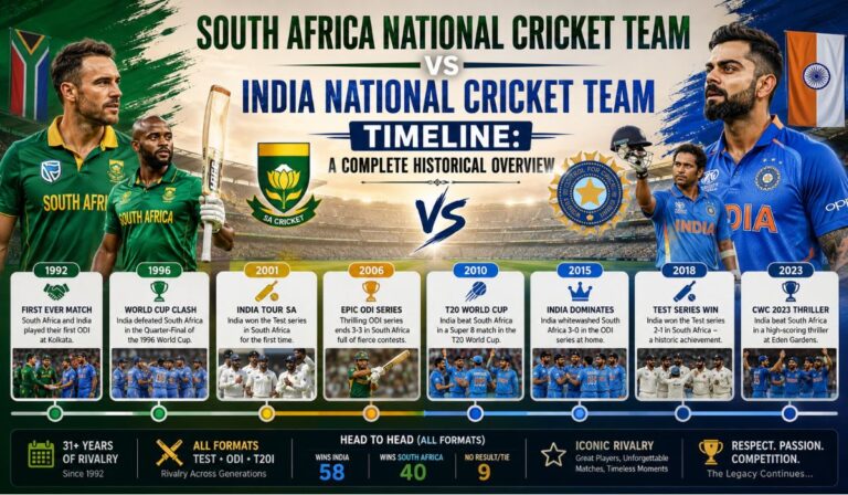 South Africa National Cricket Team vs India National Cricket Team Timeline