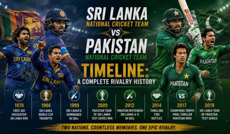 Sri Lanka National Cricket Team vs Pakistan National Cricket Team Timeline
